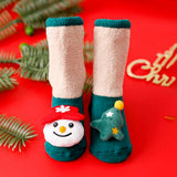 LSB Green Snowman & Tree Christmas Themed Ankle Length Socks For Kids