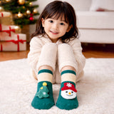 LSB Green Snowman & Tree Christmas Themed Ankle Length Socks For Kids