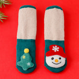 LSB Green Snowman & Tree Christmas Themed Ankle Length Socks For Kids