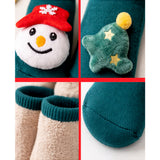 LSB Green Snowman & Tree Christmas Themed Ankle Length Socks For Kids