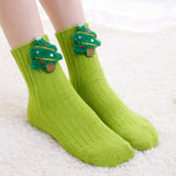 LSB Green 3D Dear & Stockings Christmas Themed Ankle Length Socks For Kids