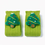 LSB Green 3D Dear & Stockings Christmas Themed Ankle Length Socks For Kids