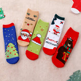 LSB Multicolor Christmas Ankle Length Socks For Kids-Set Of 5 Pcs