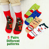 LSB Multicolor Christmas Ankle Length Socks For Kids-Set Of 5 Pcs