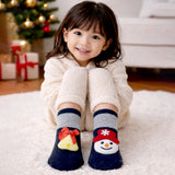 LSB Navy & Grey Snowman & Bell Christmas Themed Ankle Length Socks For Kids