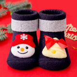 LSB Navy & Grey Snowman & Bell Christmas Themed Ankle Length Socks For Kids