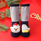 LSB Navy & Grey Ted & Mittens Christmas Themed Ankle Length Socks For Kids