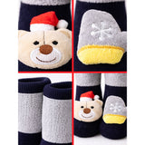 LSB Navy & Grey Ted & Mittens Christmas Themed Ankle Length Socks For Kids