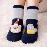 LSB Navy & Grey Ted & Mittens Christmas Themed Ankle Length Socks For Kids