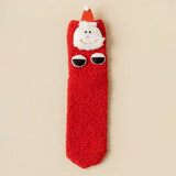 LSB Red Santa Eyes -Xmas Tree Theme Woolen Christmas Socks For Kids