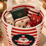 LSB Red & Cream Striped Santa, Woven Christmas Tote Bag