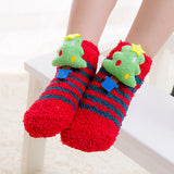 LSB Red & Green Stripes -Xmas Tree Theme Woolen Christmas Socks For Kids