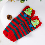 LSB Red & Green Stripes -Xmas Tree Theme Woolen Christmas Socks For Kids
