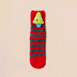 LSB Red & Green Stripes -Xmas Tree Theme Woolen Christmas Socks For Kids