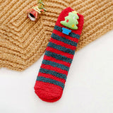 LSB Red & Green Stripes -Xmas Tree Theme Woolen Christmas Socks For Kids