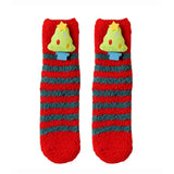 LSB Red & Green Stripes -Xmas Tree Theme Woolen Christmas Socks For Kids