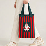 LSB Dark Green & Red Striped Santa, Woven Christmas Tote Bag