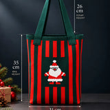 LSB Dark Green & Red Striped Santa, Woven Christmas Tote Bag