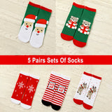LSB Red Green White Themed Christmas Ankle Socks Set Of 5 Pcs