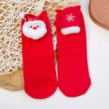 LSB Red Santa & Mittens Christmas Themed Ankle Length Socks For Kids