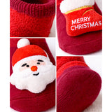 LSB 3D Red Santa & Stockings Christmas Themed Ankle Length Socks For Kids