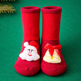 LSB Red Santa & Bell Christmas Themed Ankle Length Socks For Kids