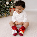 LSB Red Santa & Bell Christmas Themed Ankle Length Socks For Kids