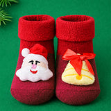 LSB Red Santa & Bell Christmas Themed Ankle Length Socks For Kids