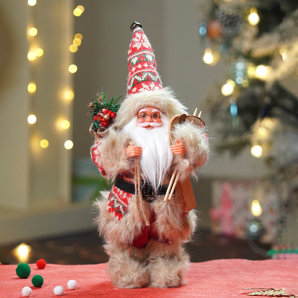 12 inches Red & Olive Snowflakes Santa, Christmas Home and Table Decor