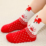 LSB Red White Themed Christmas Ankle Socks For Kids-Set Of 5 Pcs