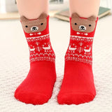 LSB Red White Themed Christmas Ankle Socks For Kids-Set Of 5 Pcs