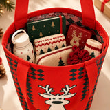 LSB Reindeer Face, Woven Christmas Tote Bag