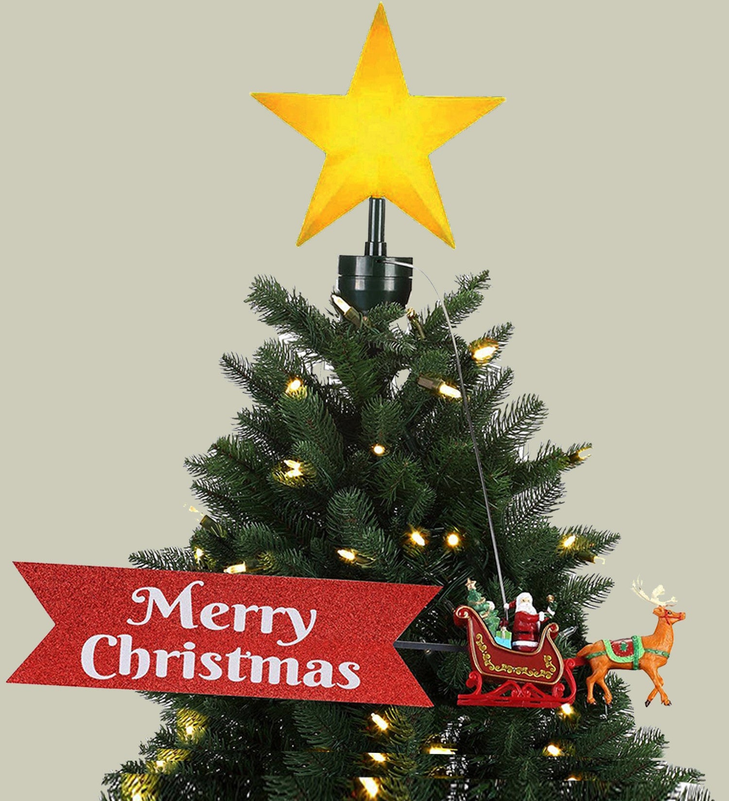 Santa Sleigh rotating Christmas Tree animated Topper