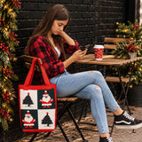 LSB Red Santa & Tree, Woven Christmas Tote Bag
