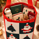 LSB Red Santa & Tree, Woven Christmas Tote Bag