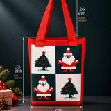 LSB Red Santa & Tree, Woven Christmas Tote Bag