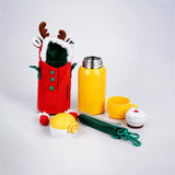 LSB Reindeer Design, Two Lid Series with Plush Cover, Stainless Steel Water Bottle & Hot thermos flask for Kids and Toddlers, 600ml