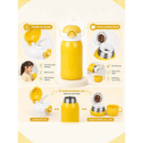 LSB Reindeer Design, Two Lid Series with Plush Cover, Stainless Steel Water Bottle & Hot thermos flask for Kids and Toddlers, 600ml