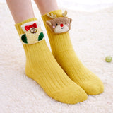LSB Yellow 3D Dear & Stockings Christmas Themed Ankle Length Socks For Kids