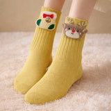 LSB Yellow 3D Dear & Stockings Christmas Themed Ankle Length Socks For Kids