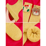 LSB Yellow 3D Dear & Stockings Christmas Themed Ankle Length Socks For Kids