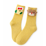 LSB Yellow 3D Dear & Stockings Christmas Themed Ankle Length Socks For Kids