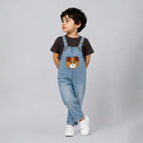 LSB Brown Bear Face Denim Dungaree for Toddlers and Kids (No T-Shirt Included)