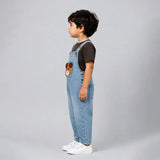 LSB Brown Bear Face Denim Dungaree for Toddlers and Kids (No T-Shirt Included)