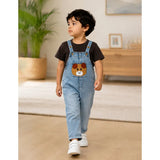 LSB Brown Bear Face Denim Dungaree for Toddlers and Kids (No T-Shirt Included)