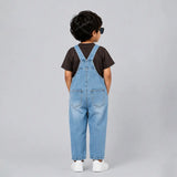 LSB Brown Bear Face Denim Dungaree for Toddlers and Kids (No T-Shirt Included)