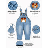 LSB Brown Bear Face Denim Dungaree for Toddlers and Kids (No T-Shirt Included)
