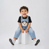 LSB Cross Eye Bear Face Denim Dungaree for Toddlers and Kids (No T-Shirt Included)