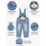LSB Cross Eye Bear Face Denim Dungaree for Toddlers and Kids (No T-Shirt Included)