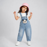 LSB Blushing Panda Face Denim Dungaree for Toddlers and Kids (No T-Shirt Included)